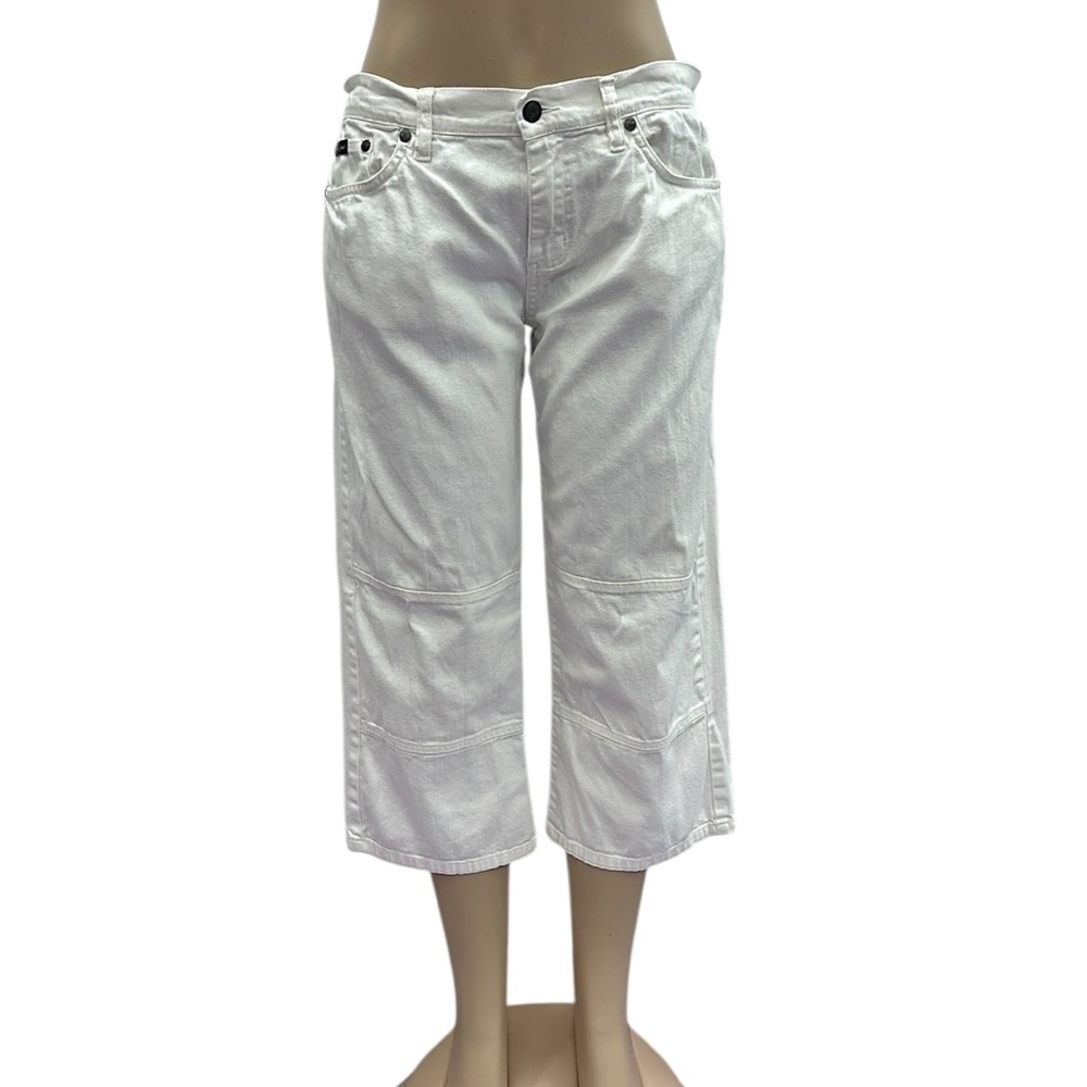 Baby Phat Y2K White Cotton Spandex Blend Denim Wide Leg Cropped Jeans Juniors 9